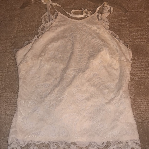 Cream halter top with lace size 12 - Picture 1 of 4